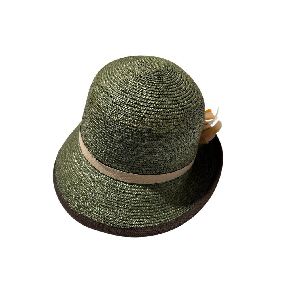 Goorin Bros Women's Hat Ms. Melissa Cloche Wheat Straw Hat Olive Green Rare HTF - Picture 6 of 13